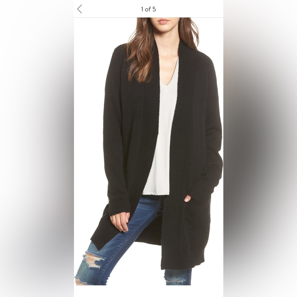 BP rib trim long cardigan